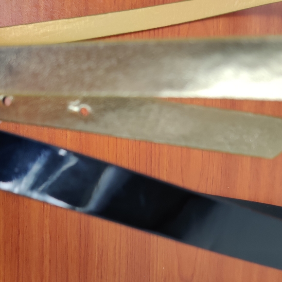 Thin set 2 belts gold & Black thin Patten leather - Picture 4 of 7